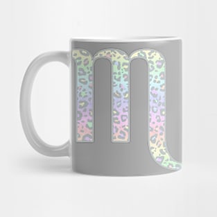 Scorpio Zodiac Horoscope Symbol in Pastel Rainbow Leopard Print Mug